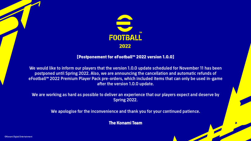 eFootball 2022 – La versione 1.0 del gioco è stata posticipata a Primavera 2022
